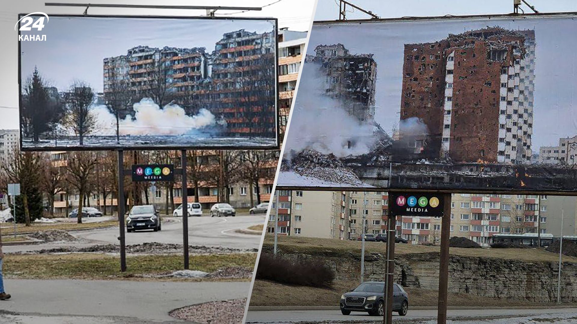 В Эстонии на улицах появились билборды с разбомбленным Таллином - в чем причина